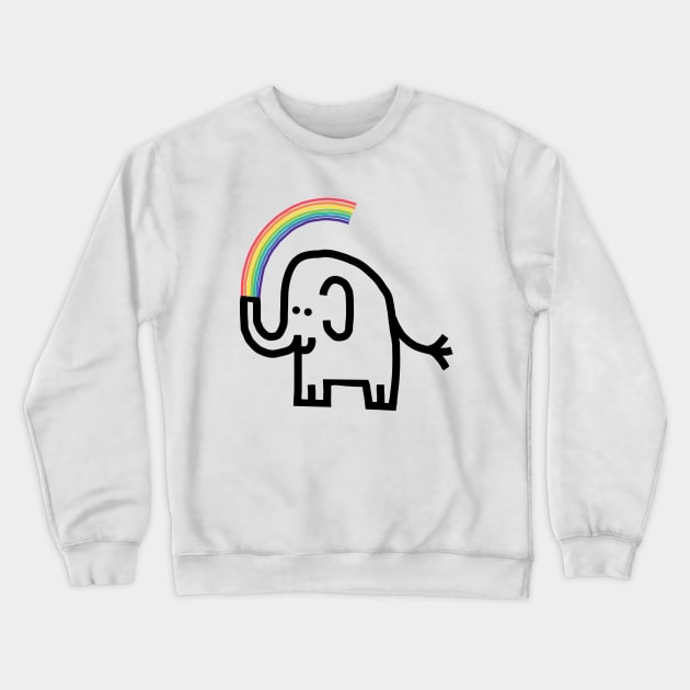 Black and White Elephant Creates Colorful Rainbow Crewneck Sweatshirt by ellenhenryart